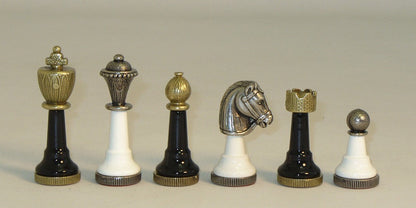 Chess Pieces: Black & White Metal Zinc and Wood Chessmen - 3" King