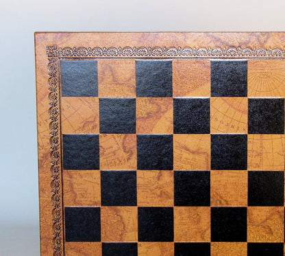 Chess Board: Old Map Design Faux Leather - 15.5"