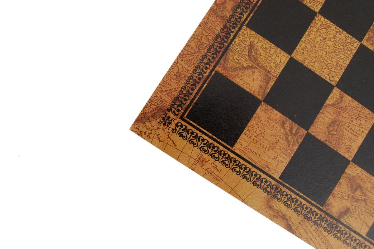 Chess Board: Old Map Design Faux Leather - 15.5"