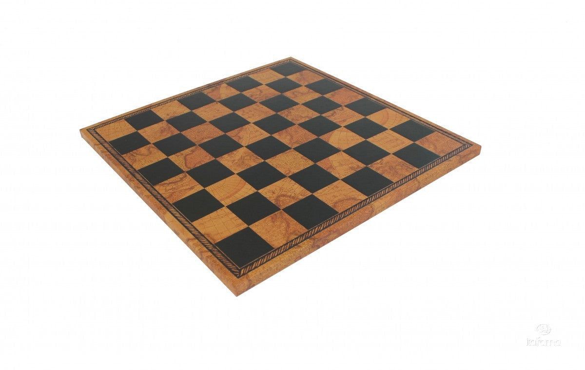 Chess Board: Old Map Design Faux Leather - 15.5"