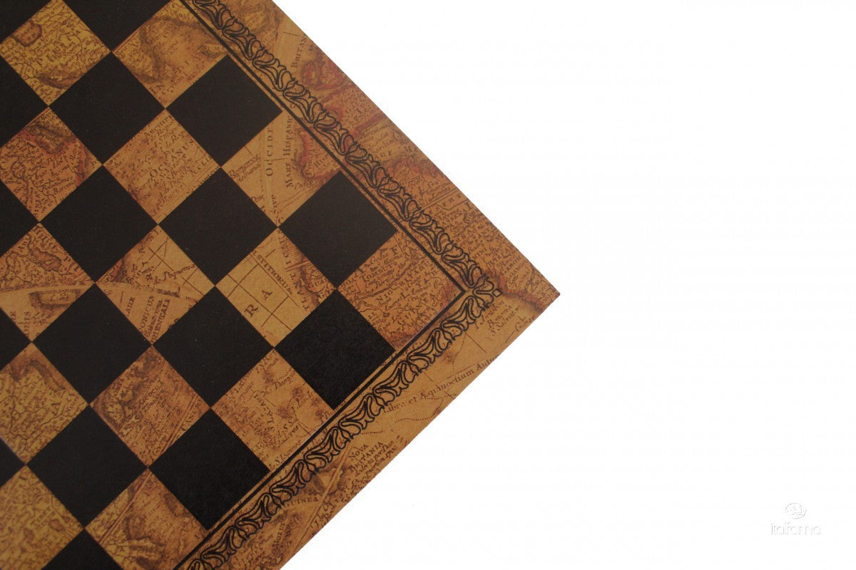 Chess Board: Old Map Design Faux Leather - 15.5"