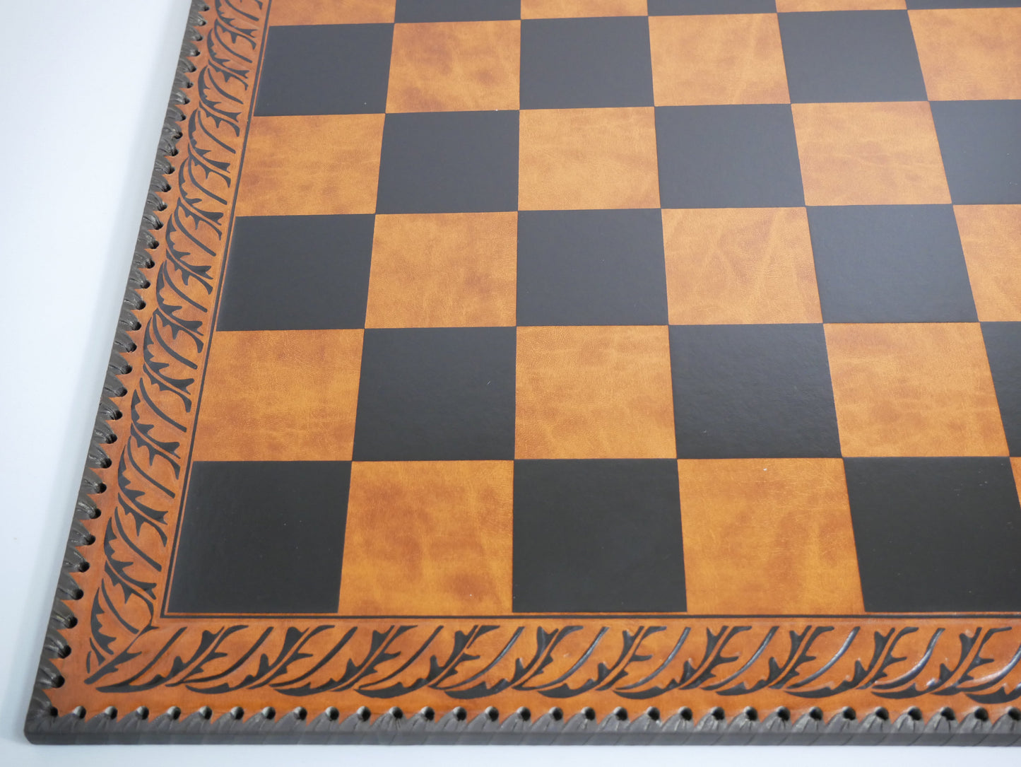 Chess Board: Brown & Black Faux Leather - 23"