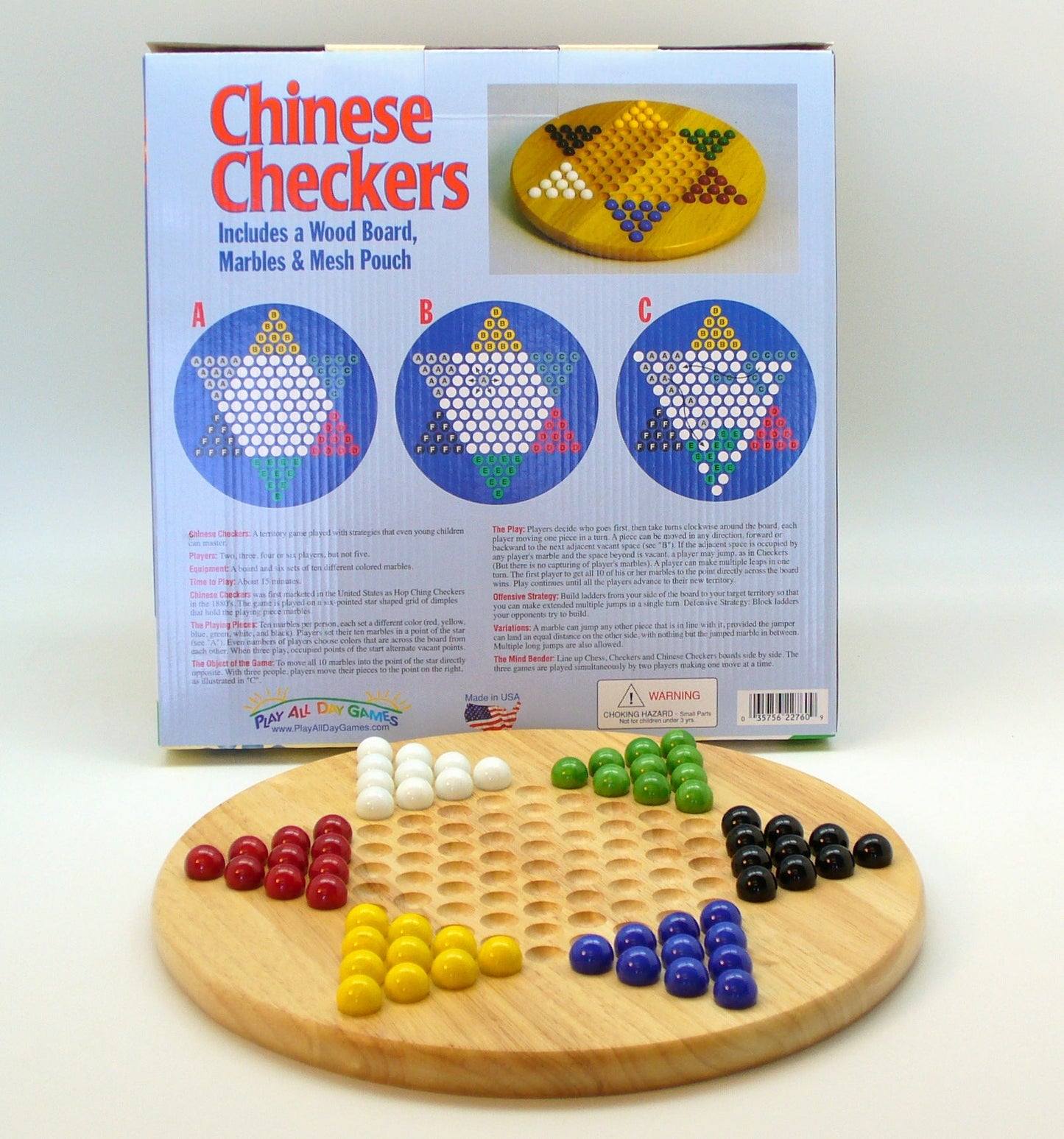 Chinese Checkers: Round Wood with Marbles - 12"