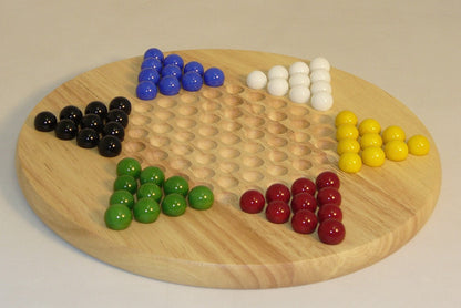 Chinese Checkers: Round Wood with Marbles - 12"