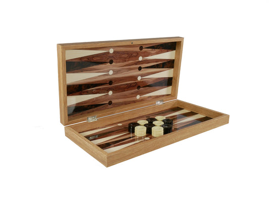 Backgammon Set: Burlwood Decoupage - 19"