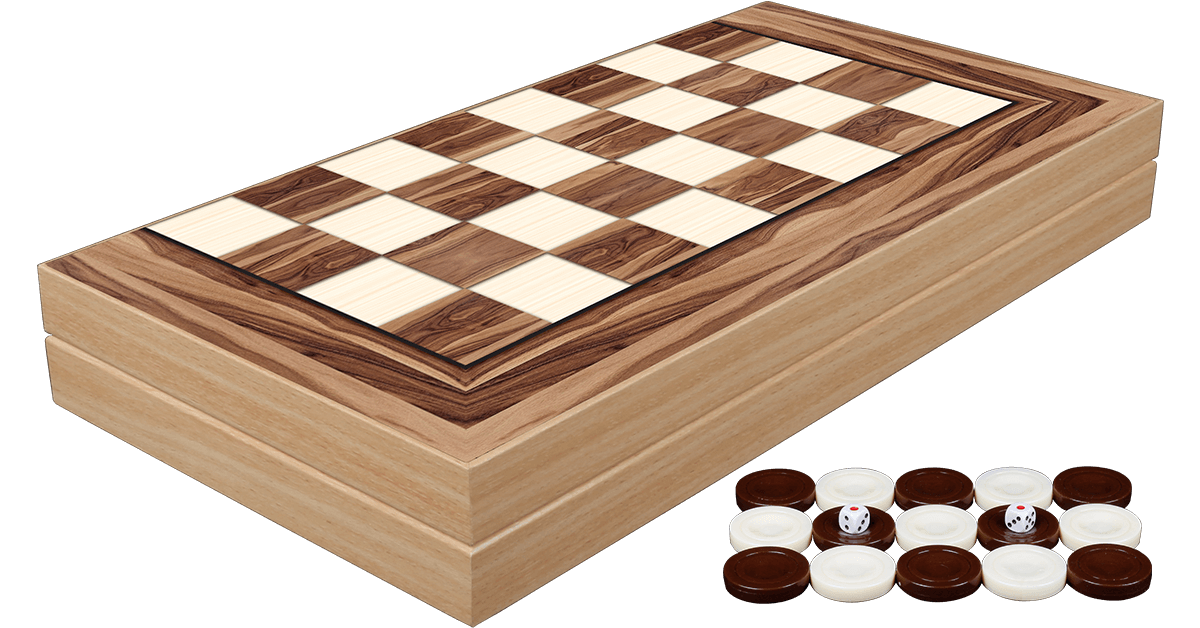 Backgammon Set: American Walnut Decoupage - 19"