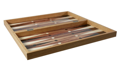 Backgammon Set: American Walnut Decoupage - 19"