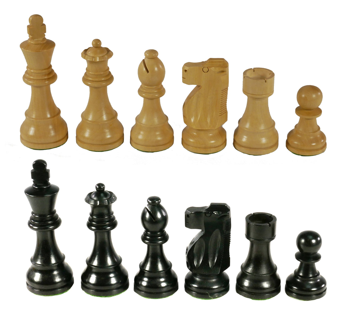 Chess Pieces: Black & Natural Boxwood French Knight Chess Pieces - 3.75" King