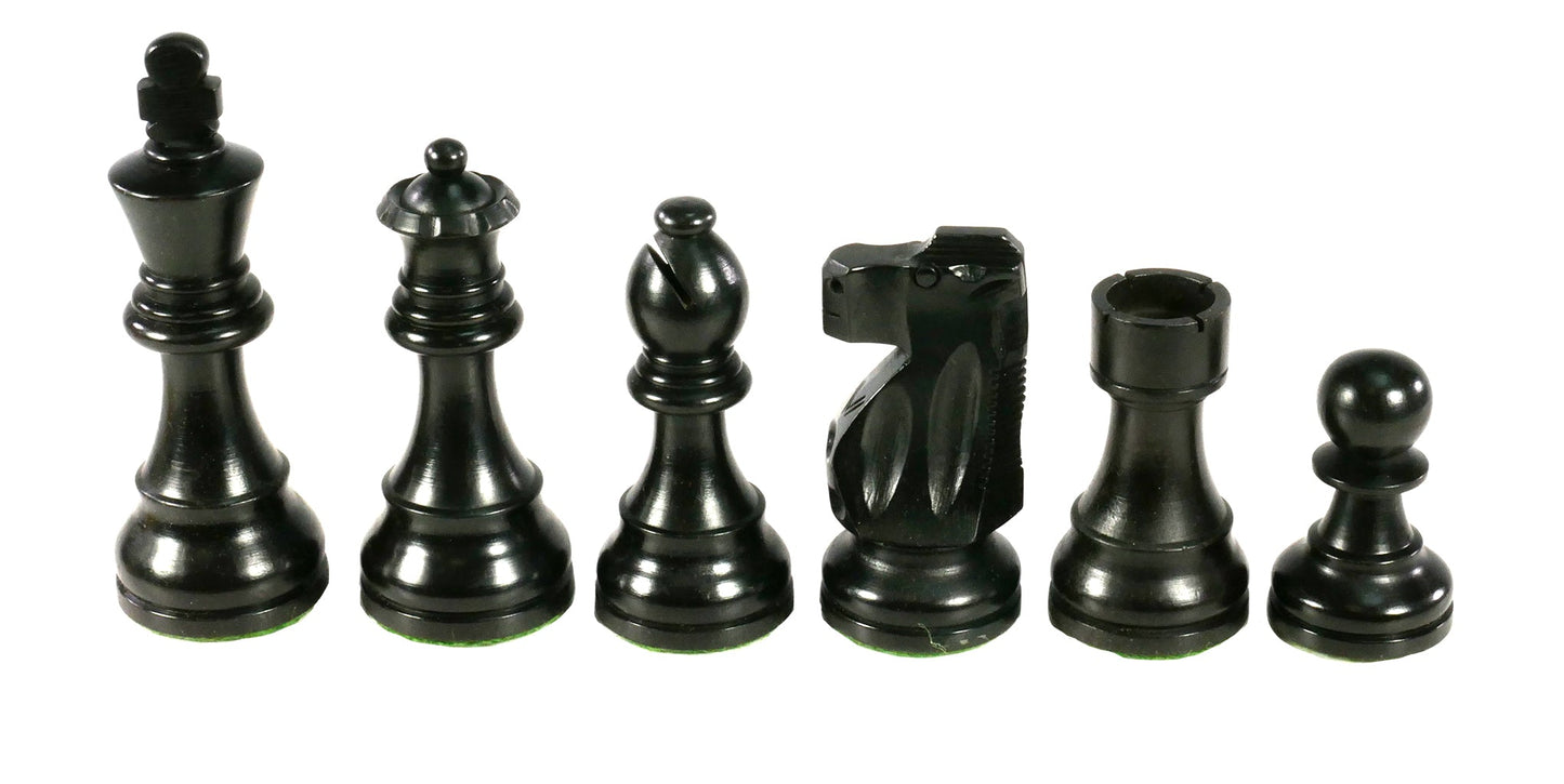 Chess Pieces: Black & Natural Boxwood French Knight Chess Pieces - 3.75" King