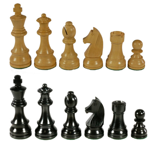 Chess Pieces: Black & Boxwood German Knight Chessmen - 3.75" King