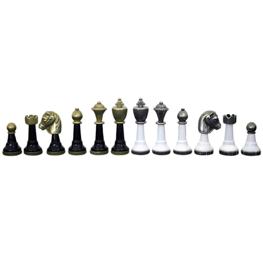 Chess Pieces: Black & White Metal Zinc and Wood Chessmen - 3" King