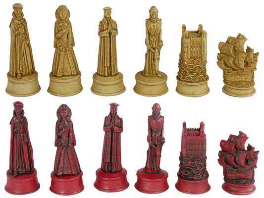 Chess Pieces: Red & Ivory Elizabethan Chessmen - 5" King