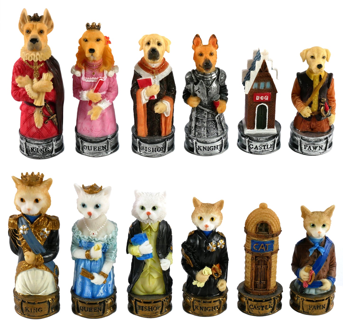 Chess Pieces: Cats vs. Dogs Chessmen - 3.25" King