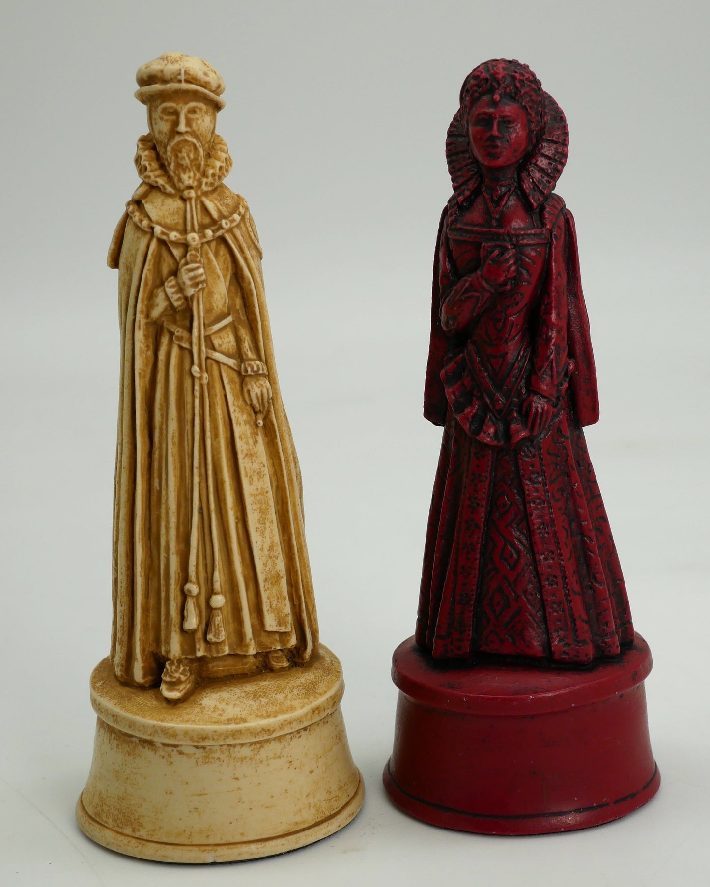 Chess Pieces: Red & Ivory Elizabethan Chessmen - 5" King