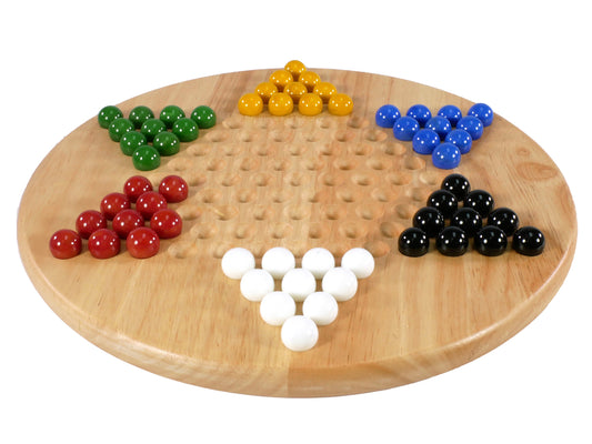 Chinese Checkers: Round Wood with Marbles - 12"