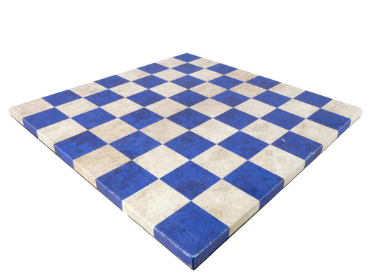 Chess Board: Blue & White Faux Leather - 14.5"