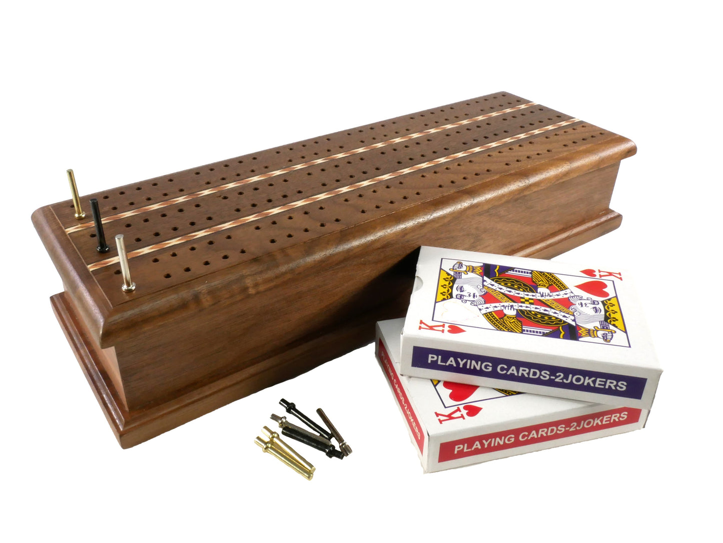 Cribbage: Inlaid Cribbage Box with Cards