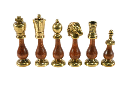 Chess Pieces: Staunton Metal & Maple & Golden Rosewood Chessmen - 4" King