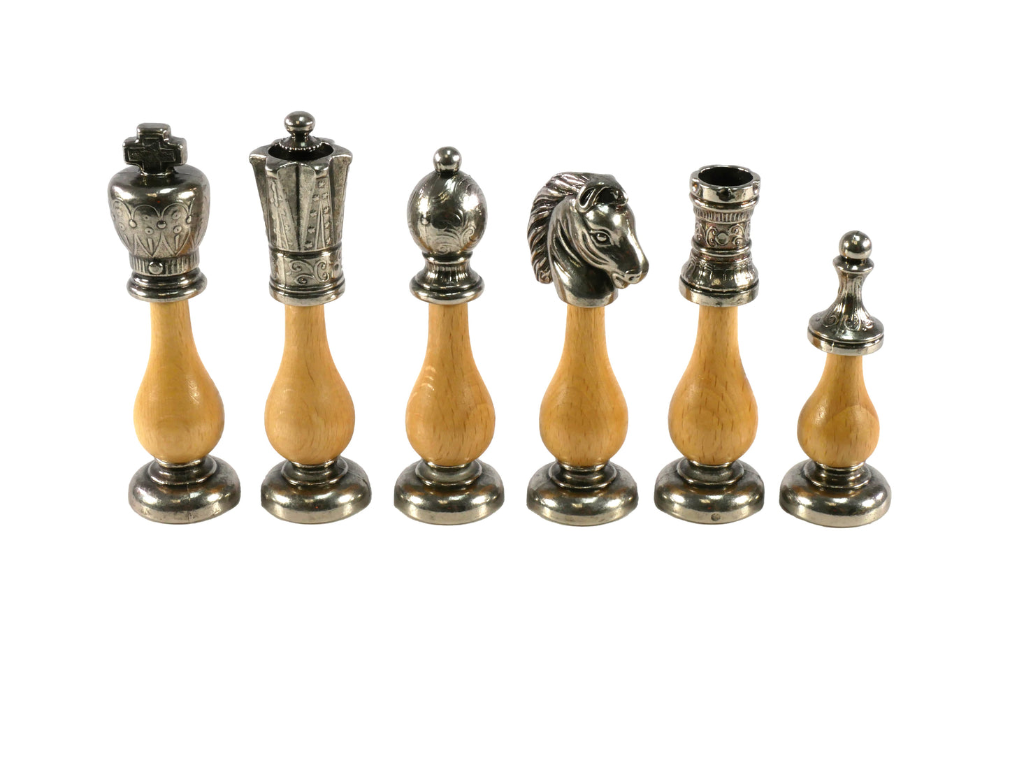 Chess Pieces: Staunton Metal & Maple & Golden Rosewood Chessmen - 4" King