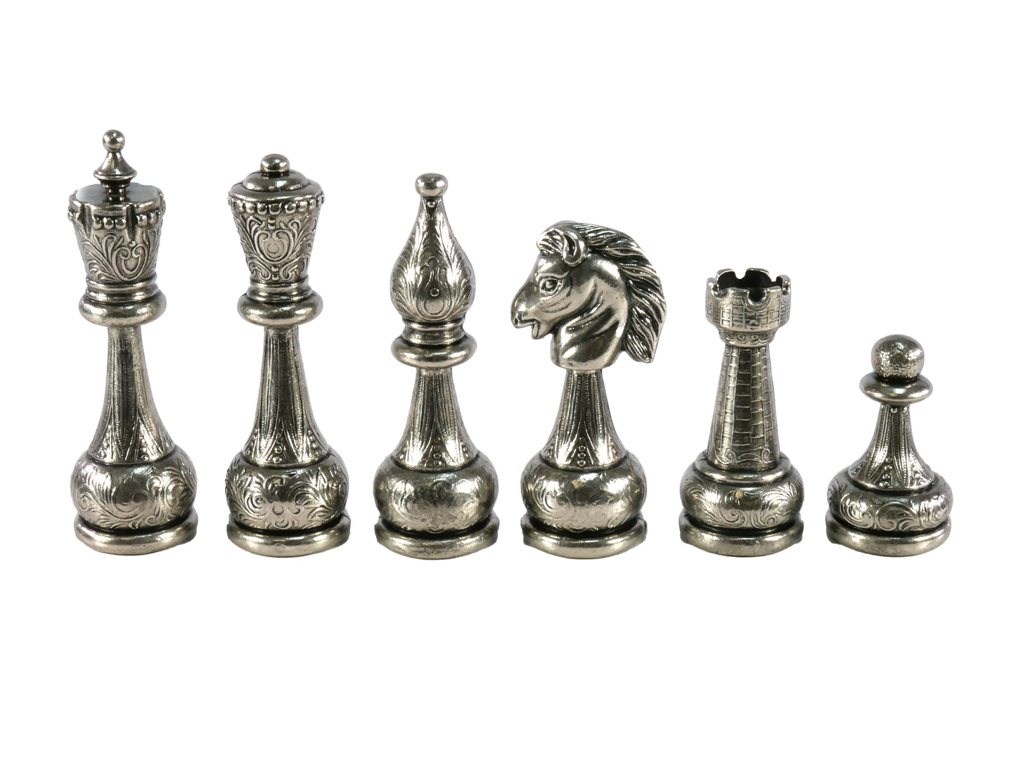 Chess Pieces: Gold & Silver Staunton Style Metal Chessmen - 4" King