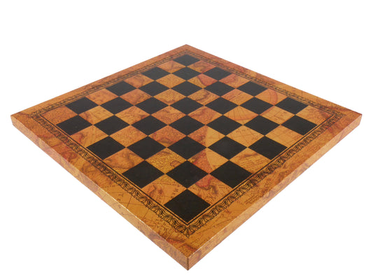 Chess Board: Old Map Design Faux Leather - 15.5"