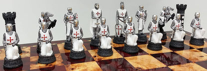 Chess Pieces: Red & White Resin Medieval Knights in Armor - 3.25" King