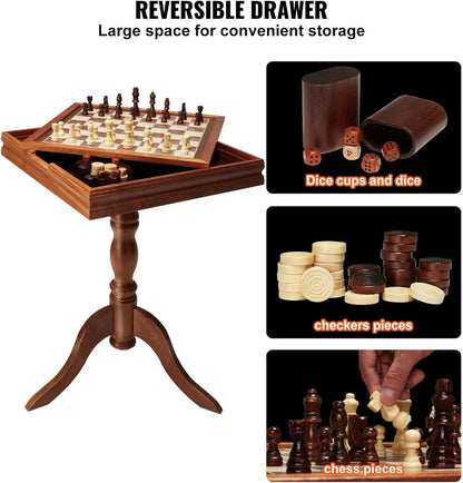 3-in-1 Chess & Backgammon Table - "18