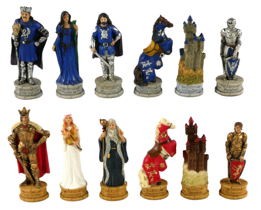 Themed Chess Pieces: King Arthur Hand Painted Resin Chessmen - 3.25" King