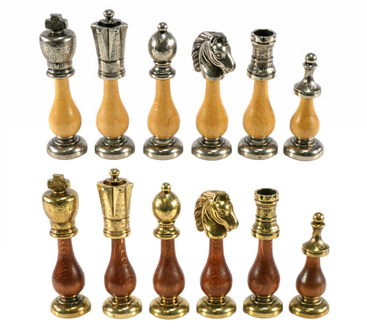 Chess Pieces: Staunton Metal & Maple & Golden Rosewood Chessmen - 4" King